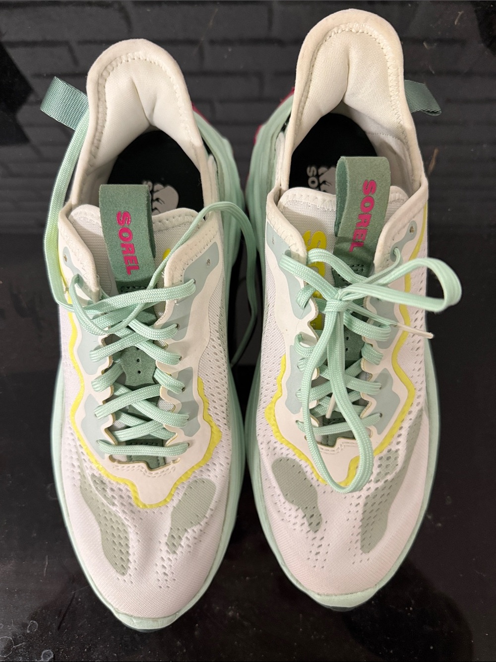 Sorel Women's Light Mint and White Athletic Sneakers with Yellow Accent - Picture 3 of 12